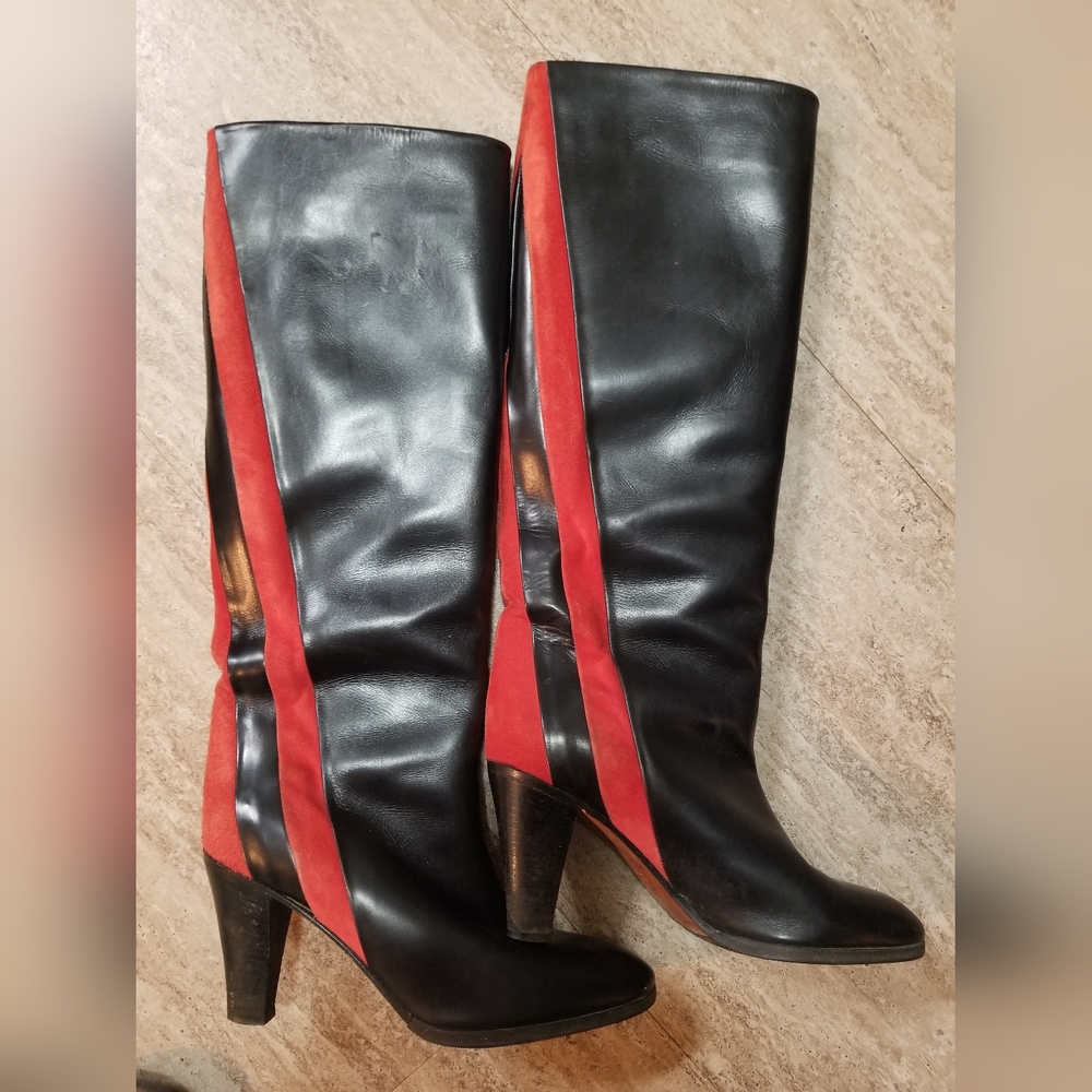 SOLD: Vintage 80s/90s Marmolada Italian Leather & Suede Tall Boots Size 37 - Picture 2 of 9